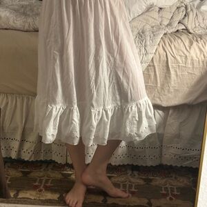 White Midi Skirt with Ruffle Hem